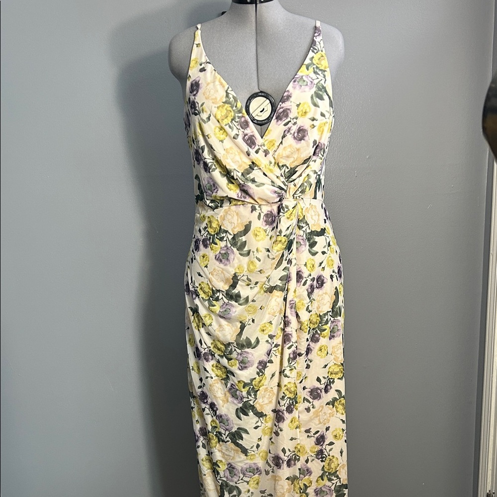 Abercrombie & Fitch Yellow and Purple Floral Midi Dress